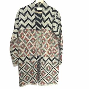 Dreamers Aztec patchwork long open cardigan S/M